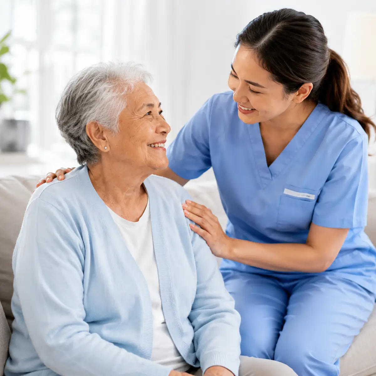 Compassionate Caregiver Supporting Senior Client